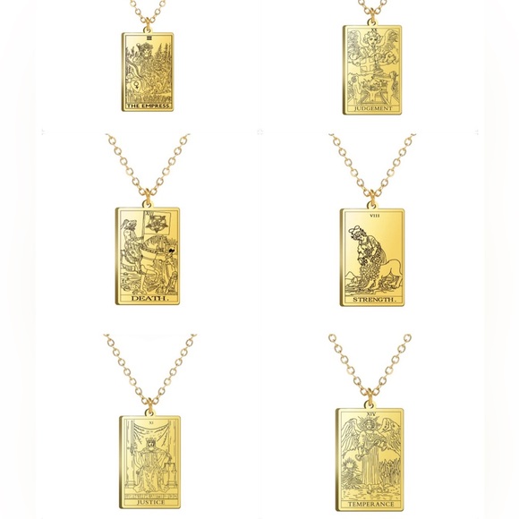 14k Gold Vintage Tarot Card Necklace Pendant - Picture 8 of 12